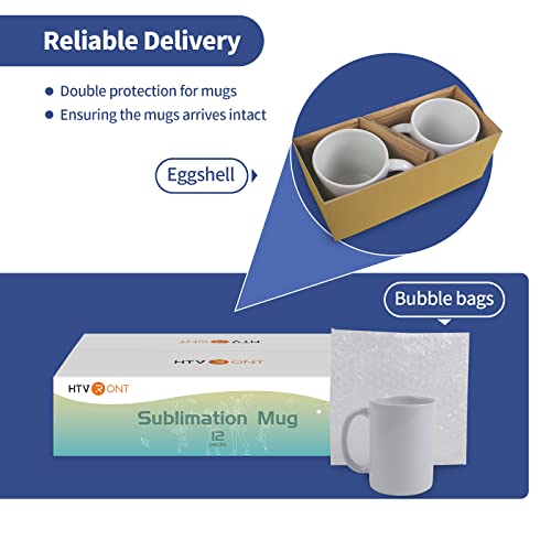 HTVRONT Sublimation Mugs Blank 11 oz - 12 Pack Tazas Para Sublimacion E3795
