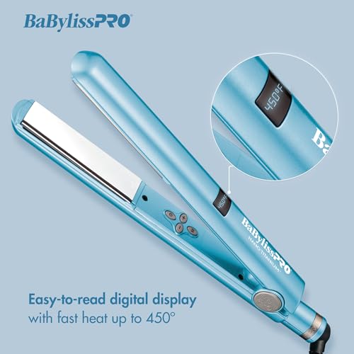 BaBylissPRO Nano Titanium Flat Iron Hair Straightener, 1" Digital B60594