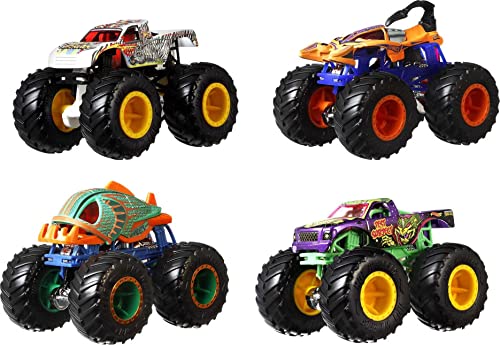 Hot Wheels Monster Trucks 4-Pack, 1:64 Scale Toy Trucks D8636