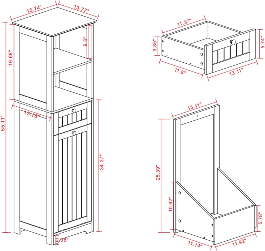 Compact Laundry Sorter Cabinet with Tilt-Out Basket Drawer, White P100