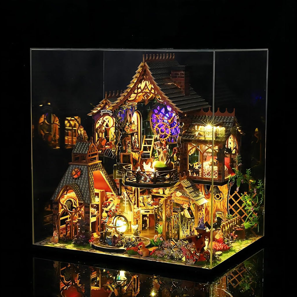 DIY Miniature House Kit with Dust Proof Cover & Tools, Wooden Dollhouse for Adults P73703