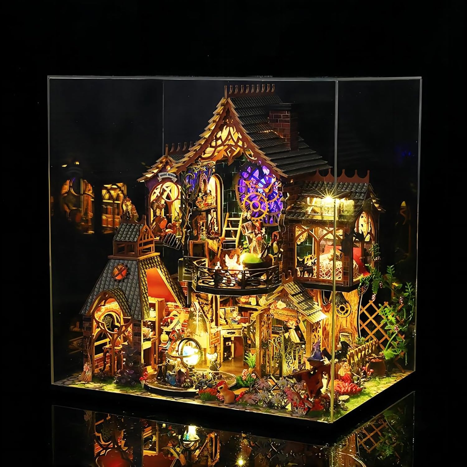 DIY Miniature House Kit with Dust Proof Cover & Tools, Wooden Dollhouse for Adults P73703