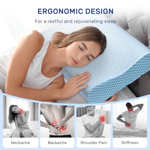 Contour Memory Foam Neck Pillow for Sleeping, Ergonomic Support - Grey M951245