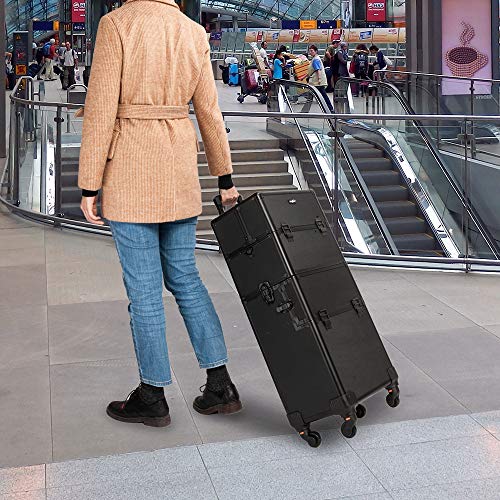 Rolling Makeup Train Case with Removable Wheels, Black D763