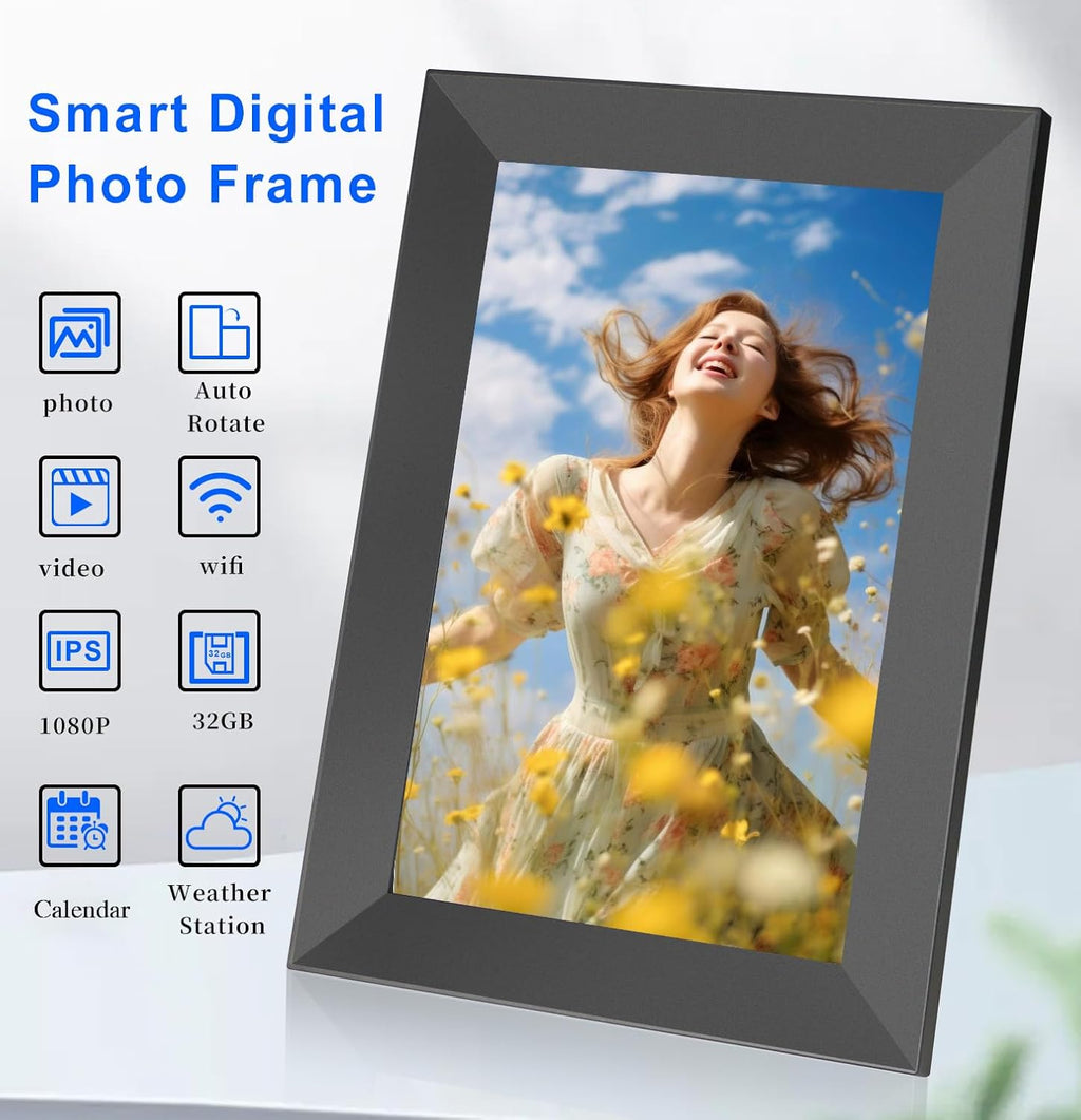 FRAMEO 10.1 Inch WiFi Digital Picture Frame with 32GB Storage and Touch Screen D155