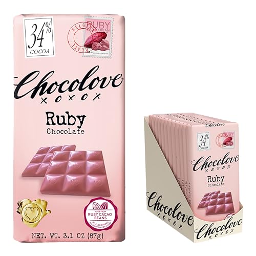 Chocolove Ruby Chocolate, 34% Cacao | Non GMO, Rainforest Alliance Certified Cacao | 3.2oz Bar | 12 Pack