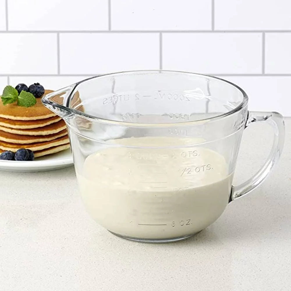 Anchor Hocking Glass Batter Bowl with Blue Lid, 2 Quart S6852