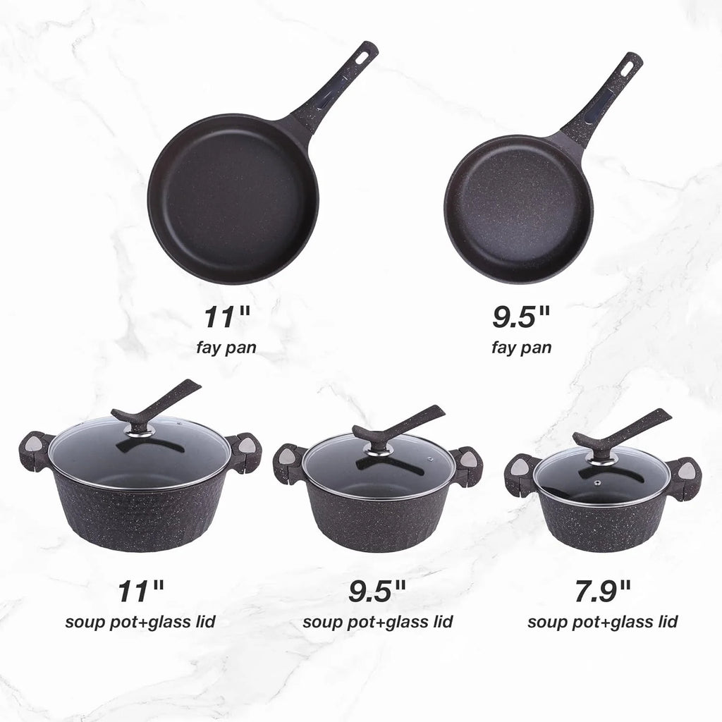 Nonstick Cookware Set 8 Piece, Dishwasher Safe Pots and Pans, Black L45308