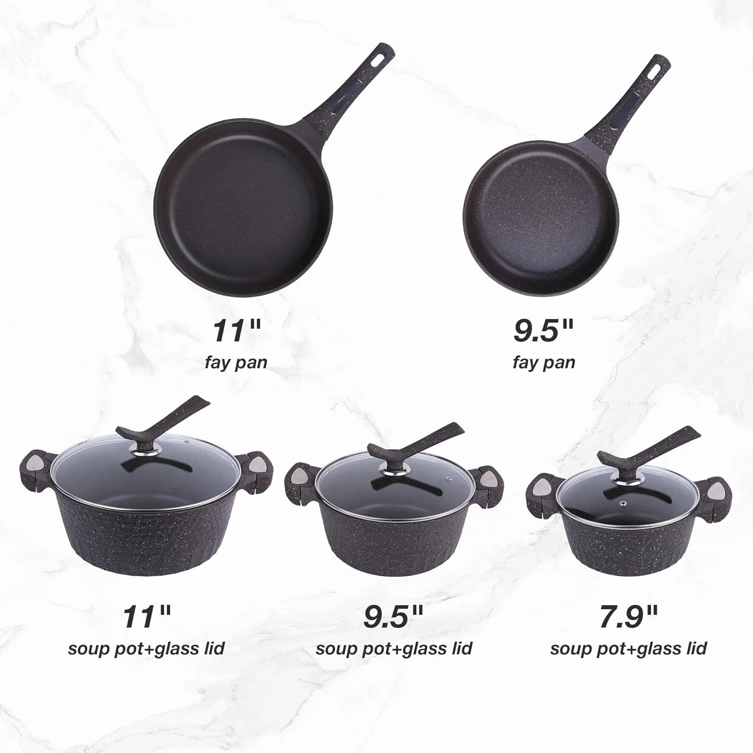 Nonstick Cookware Set 8 Piece, Dishwasher Safe Pots and Pans, Black L45308