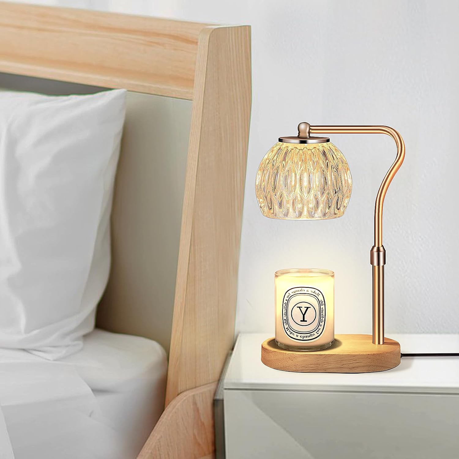 Candle Warmer Lamp with Timer & Dimmer, Height Adjustable, 2 Bulbs Y937