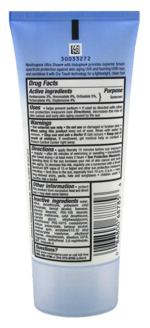 Neutrogena Ultra Sheer SPF 30 Dry Touch Lotion 3oz (2 Pack) J8264