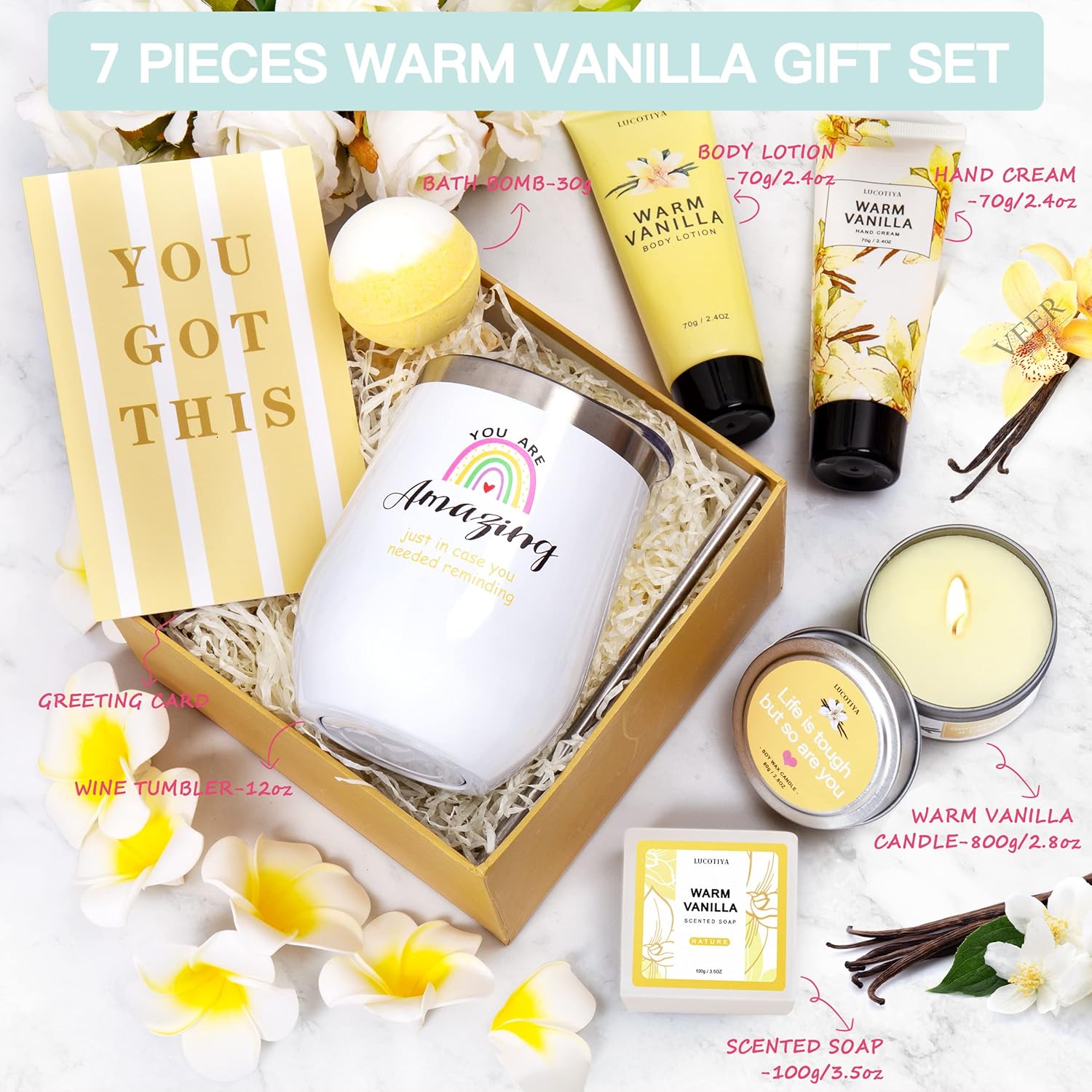 Relaxing Spa Gifts Basket for Women Warm Vanilla Bath and Body Set E377524