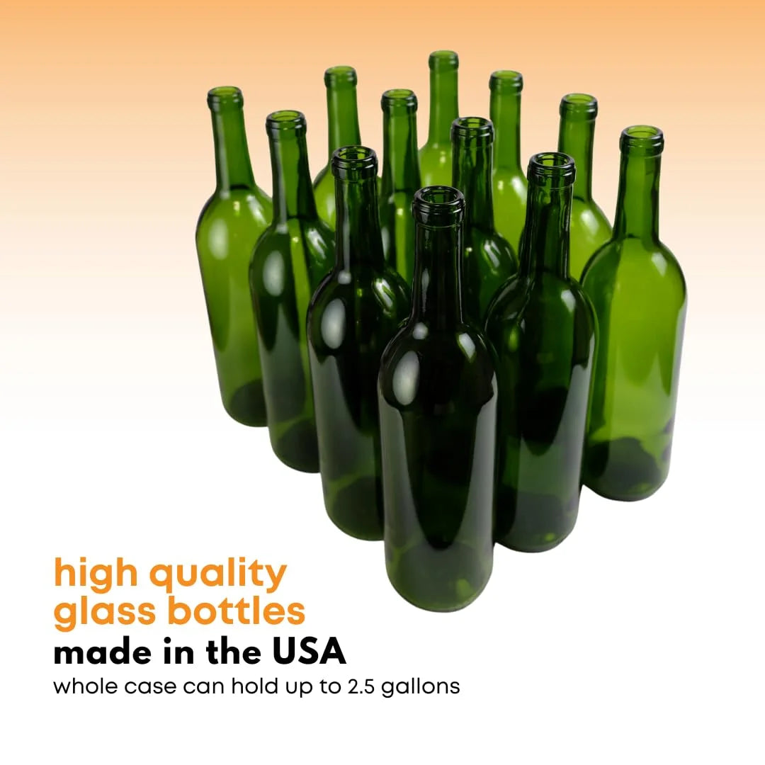Green Wine Bottles 750ml, Pack of 12 H973