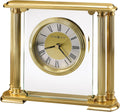 Howard Miller Athens Table Clock 613-627 – Brushed Solid Brass Finish, Glass Crystal, Polished Edges, Brass Feet & Felt Bottom, Antique Home Décor, Quartz Movement