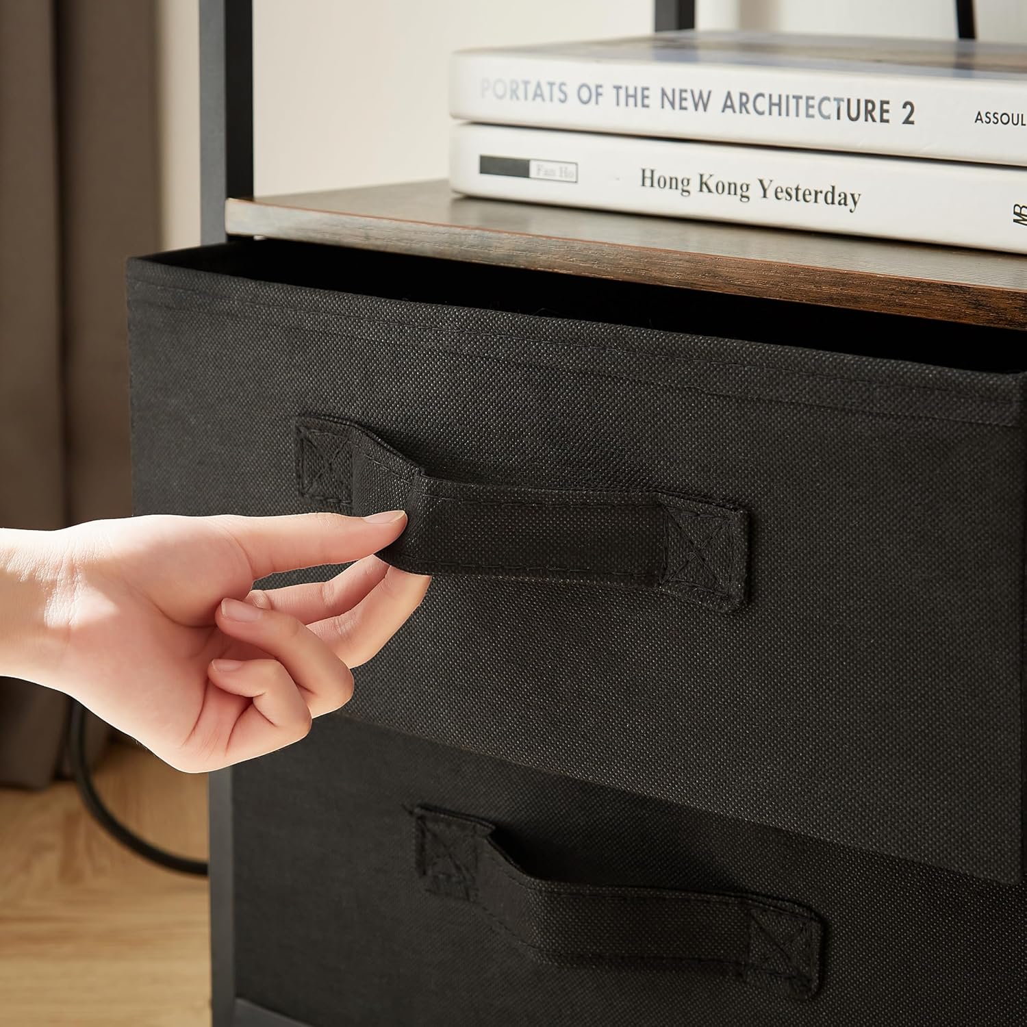 End Table with Charging Station, 2 Drawers & Storage Shelf C60090
