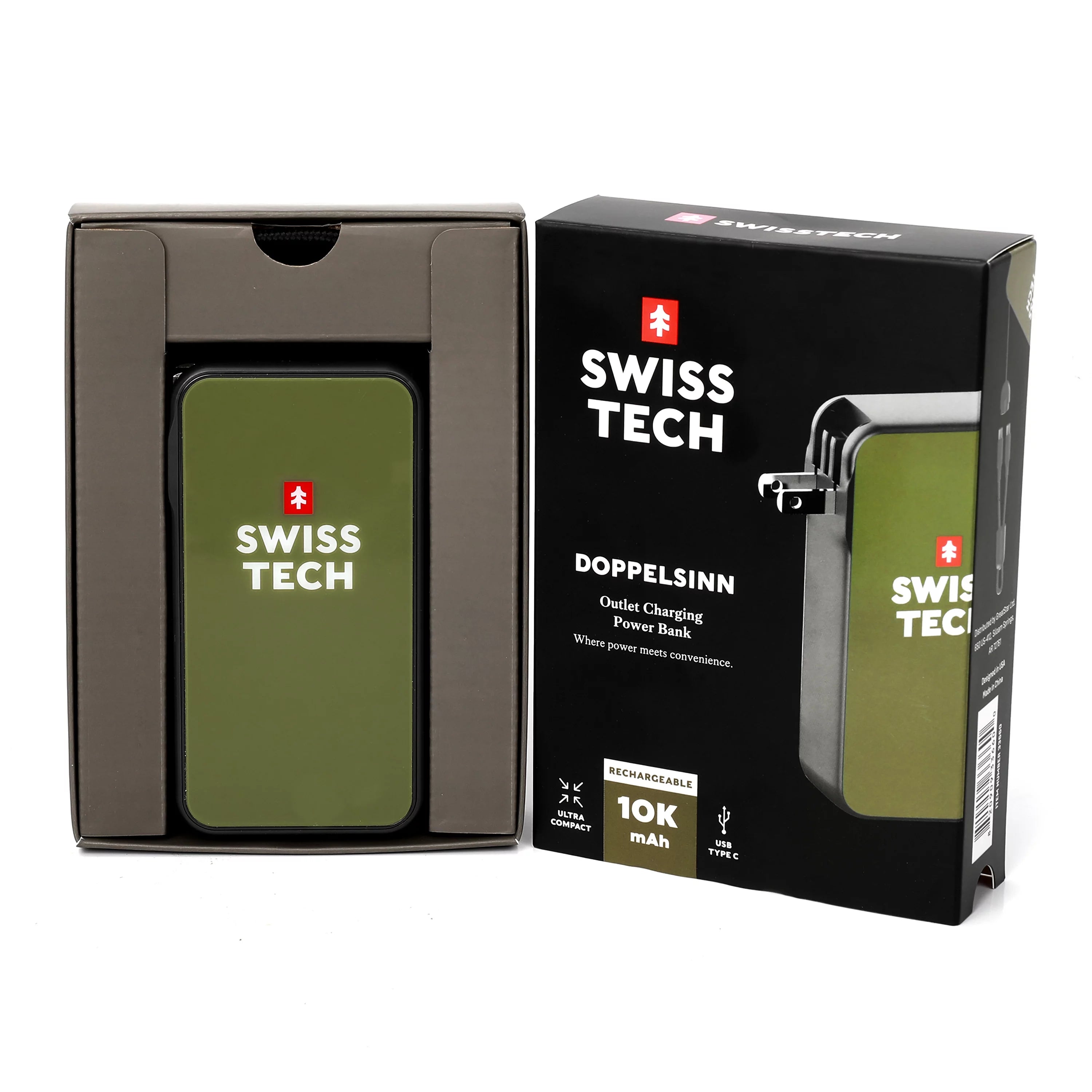 Swiss Tech 10000 mAh Portable Power Bank with 20W Fast Charge G383
