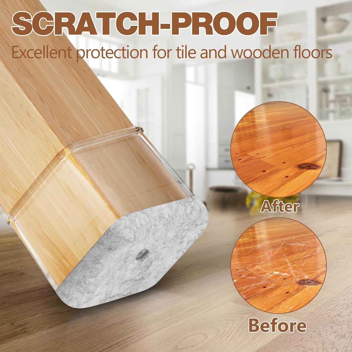Square Chair Leg Floor Protectors for Hardwood Floors, Felt Pads, X-Small Q281451