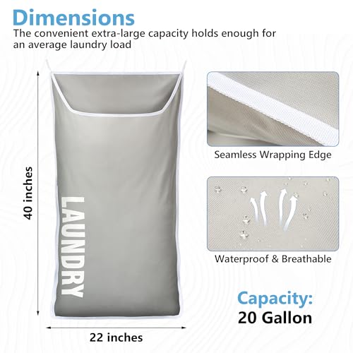 Hanging Laundry Hamper Bag – Over the Door Storage – XL Washable Organizer D33957