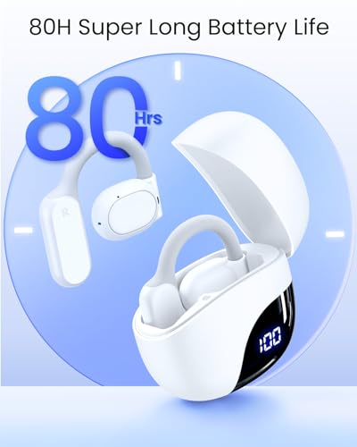 TAGRY Open Ear Headphones Wireless Earbuds Bluetooth 5.3 IPX7 White D890821