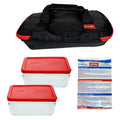 Pyrex Portables™ Tote Bundle with Glassware, Red Lids and Hot/Cold Packs