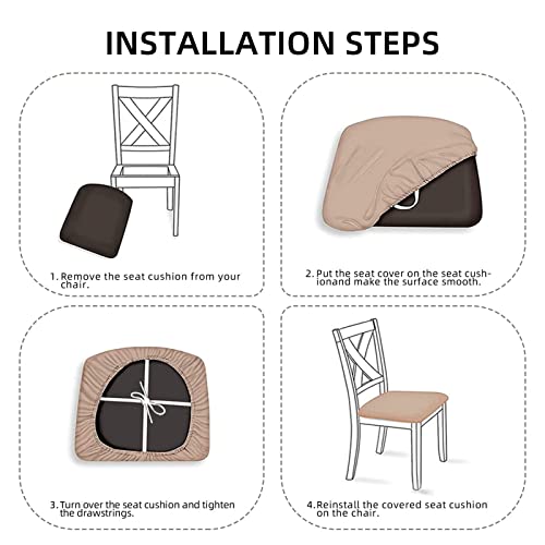 6 Pcs Stretch Dining Chair Seat Covers Set Washable Slipcovers E416