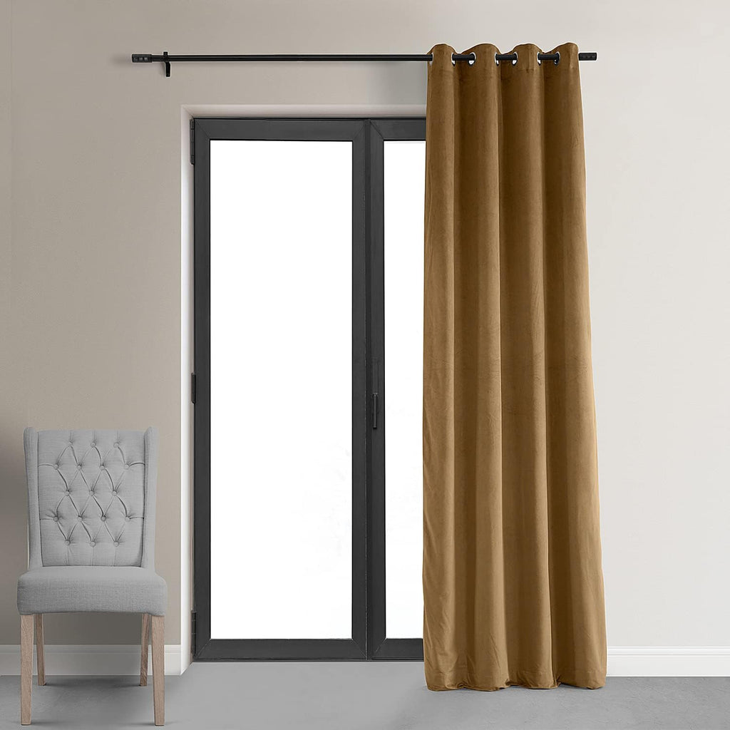 HPD Half Price Drapes Signature Grommet Blackout Velvet Curtains 50 x 96, Amber Gold L2171
