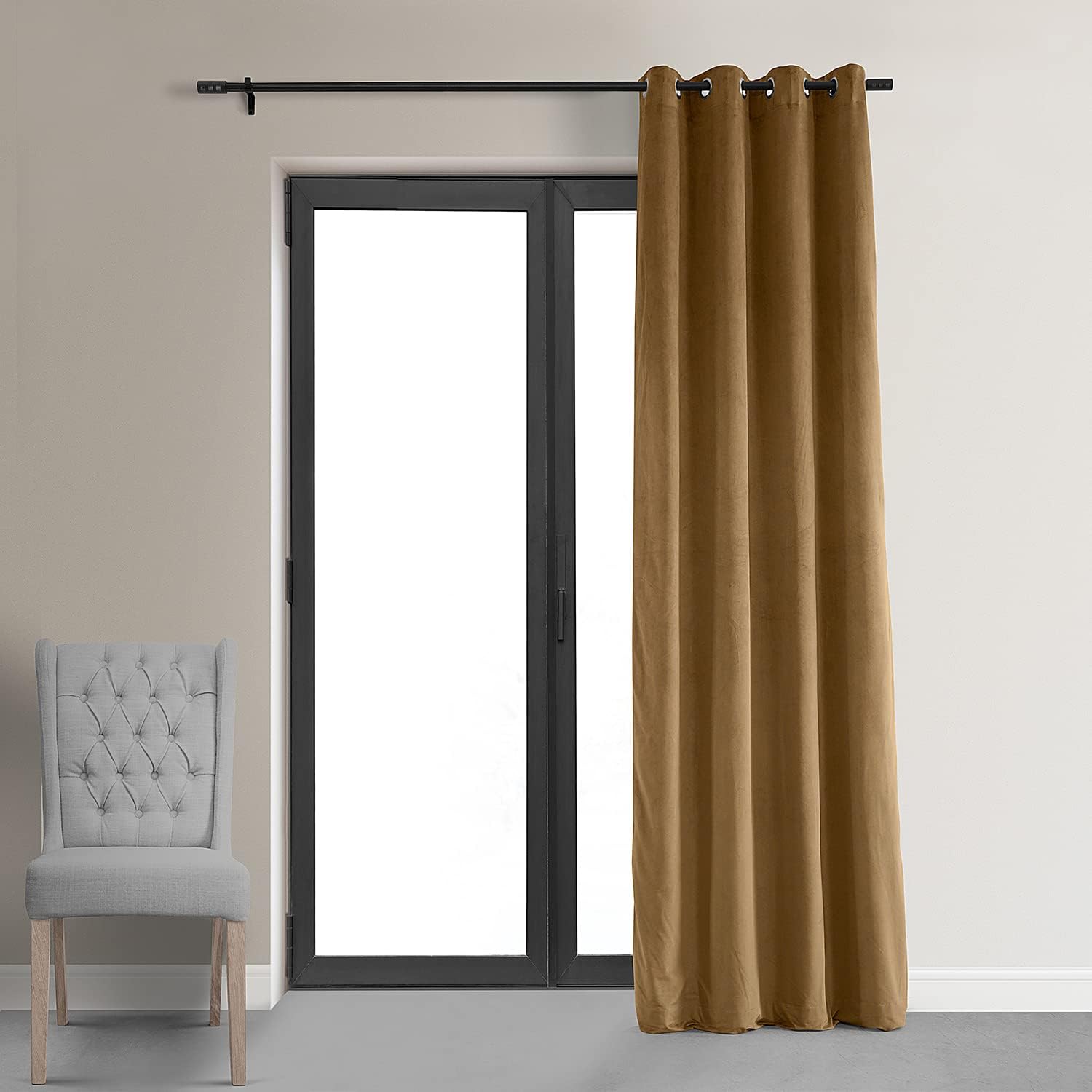 HPD Half Price Drapes Signature Grommet Blackout Velvet Curtains 50 x 96, Amber Gold L2171