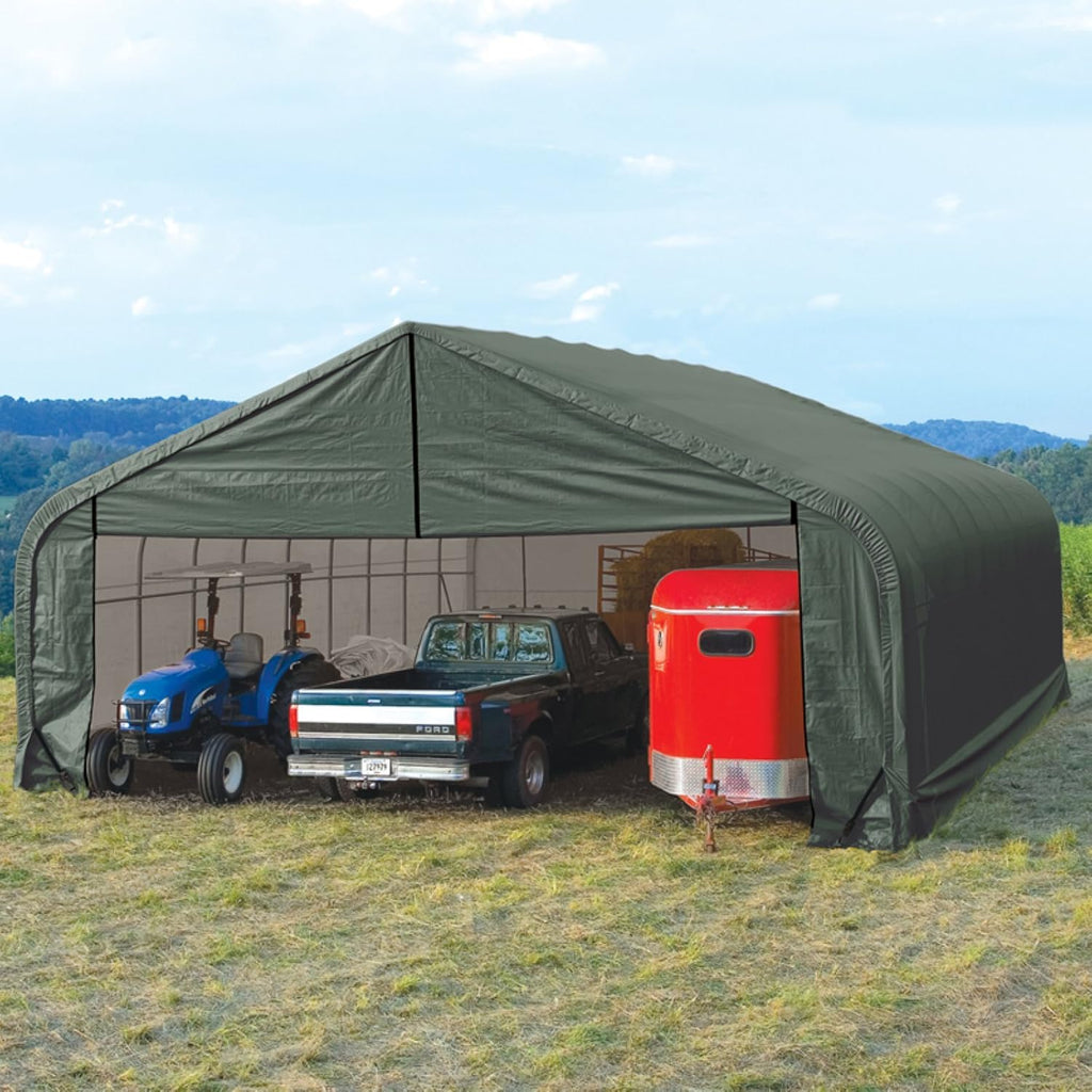 ShelterLogic Peak Style 30ft.W Garage/Storage Shelter - Gray, Model 86043 C2316