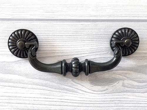 4.5" C-C Bail Drawer Pull Vintage Antique Black Bronze Cabinet Hardware D9926