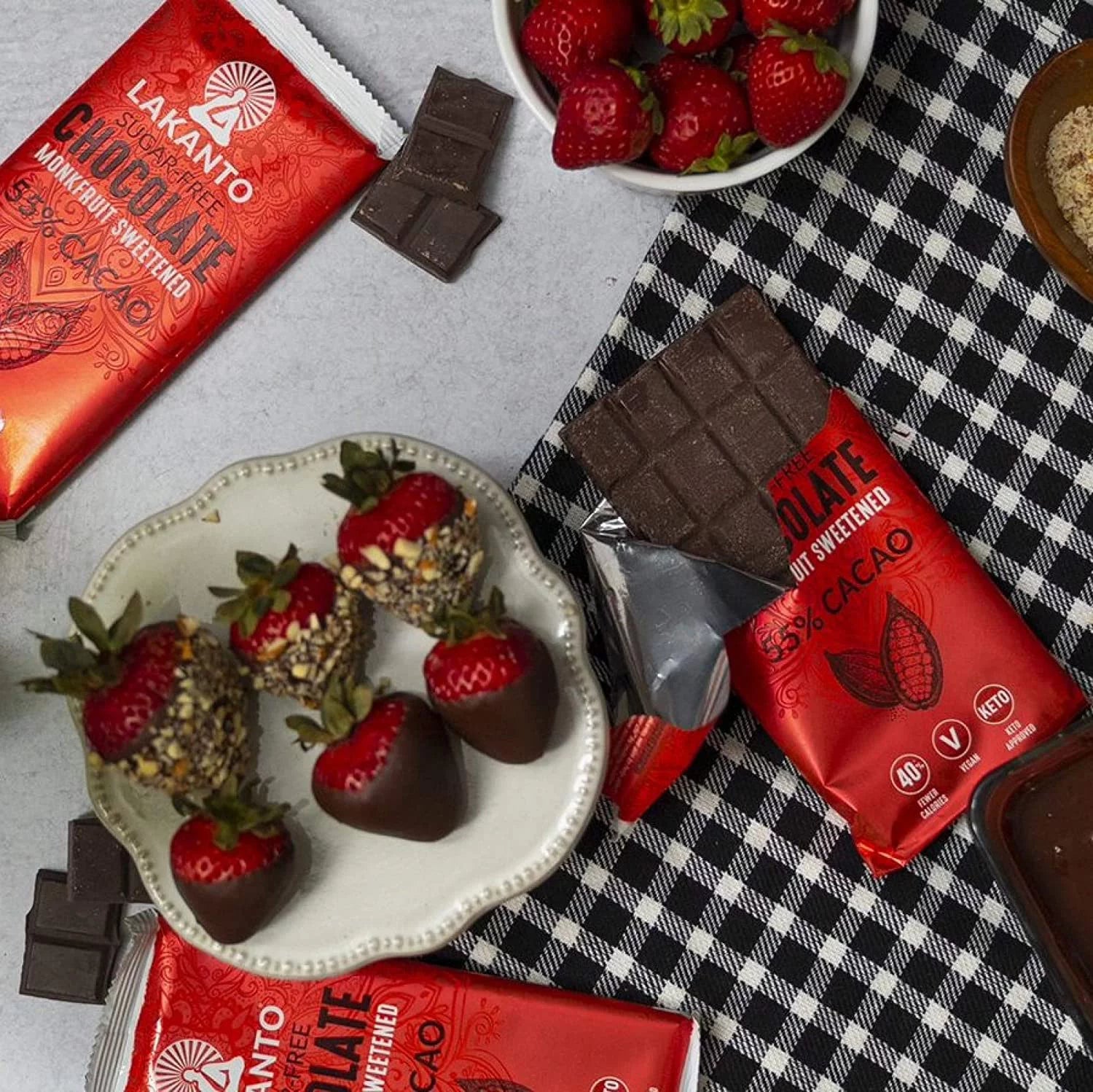 Lakanto Sugar Free Chocolate Bars 55% Dark Cacao, Monk Fruit Sweetened, Keto, 8 Pack X917