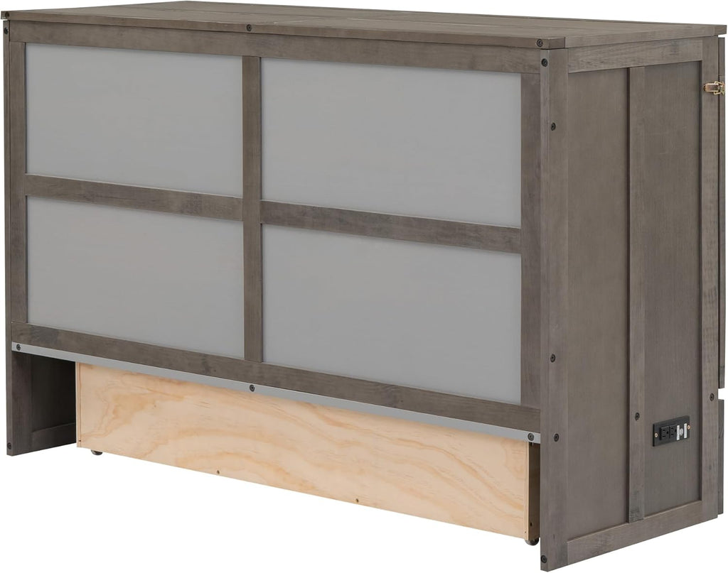 Queen Murphy Bed Cabinet with Drawer and Charging Station, 63" Foldable for Small Space K243510