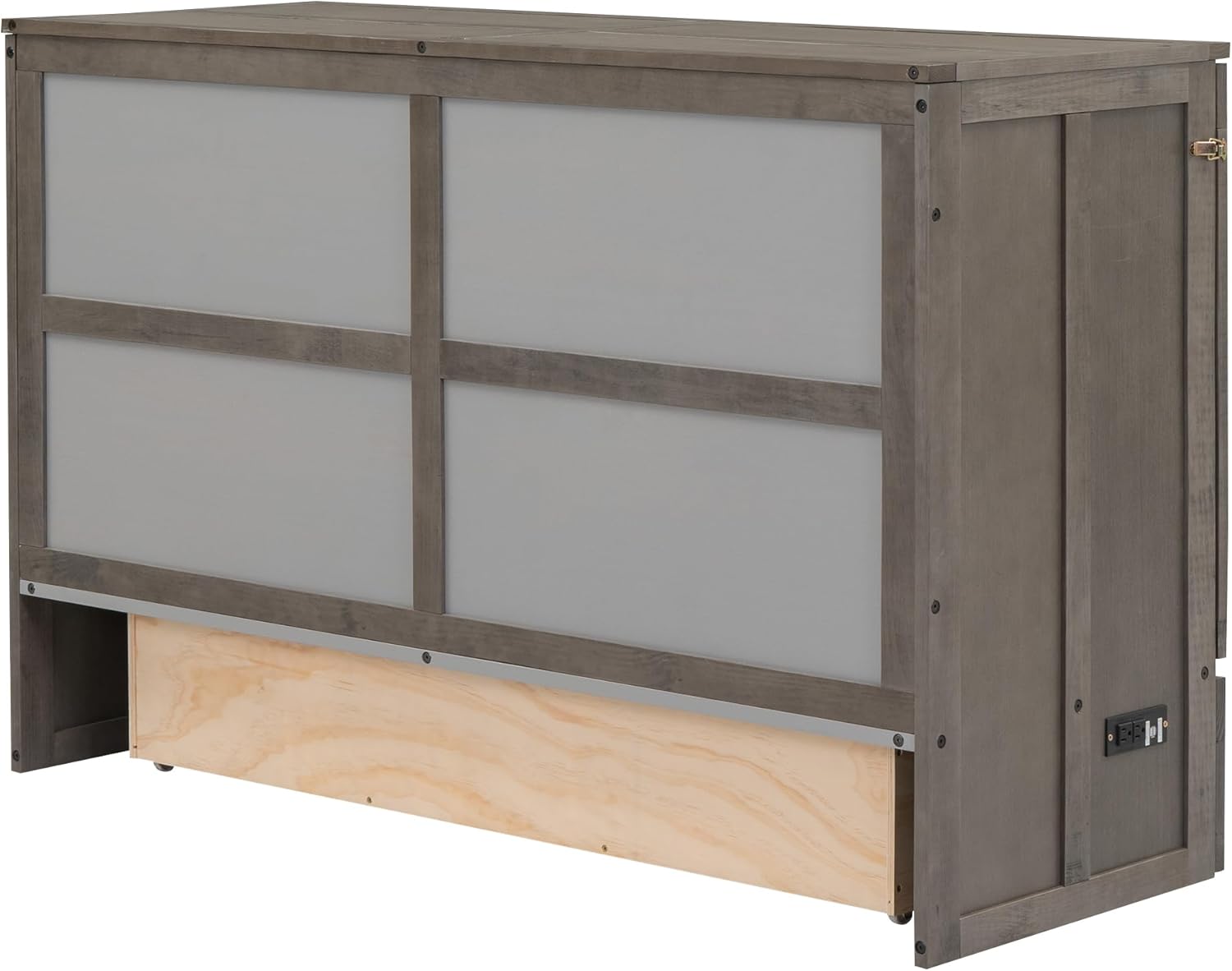 Queen Murphy Bed Cabinet with Drawer and Charging Station, 63" Foldable for Small Space K243510