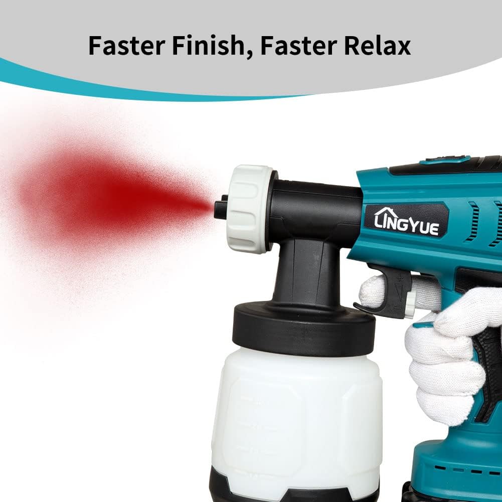 LINGYUE Cordless Paint Sprayer for 18V MAKITA Battery, HVLP Spray Gun C5758