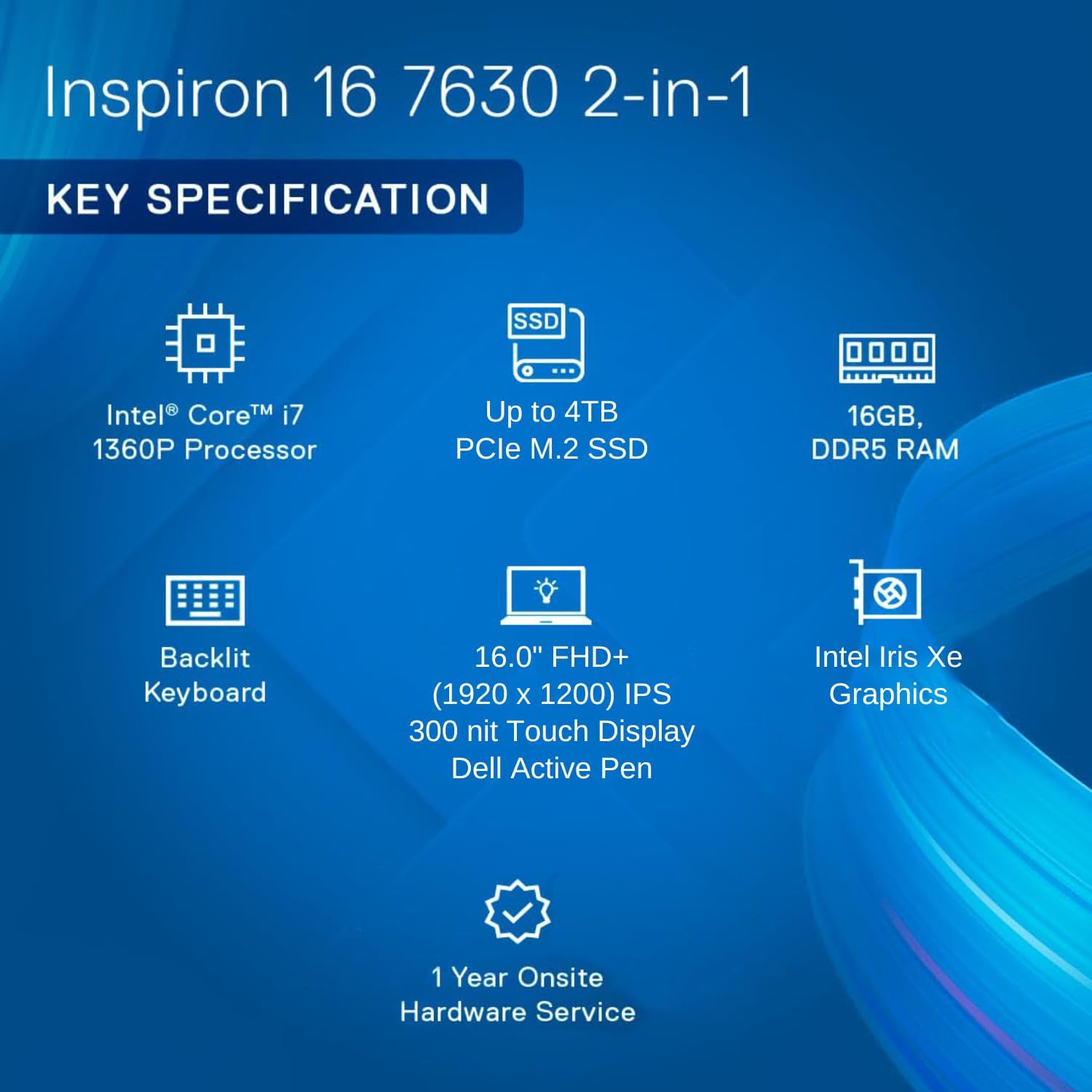 DELL Inspiron 16" 7630 2-in-1 Business Laptop, FHD+ Touchscreen, Core i7, 16GB RAM, 2TB SSD N979