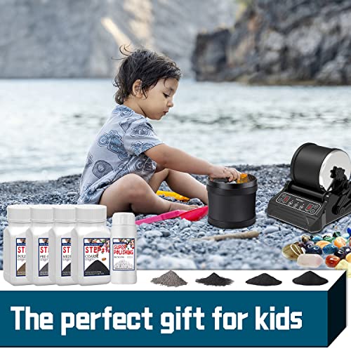 Rock Tumbler Grit Set, 4 Step Tumbling Media Refill for Rock Polisher T7896