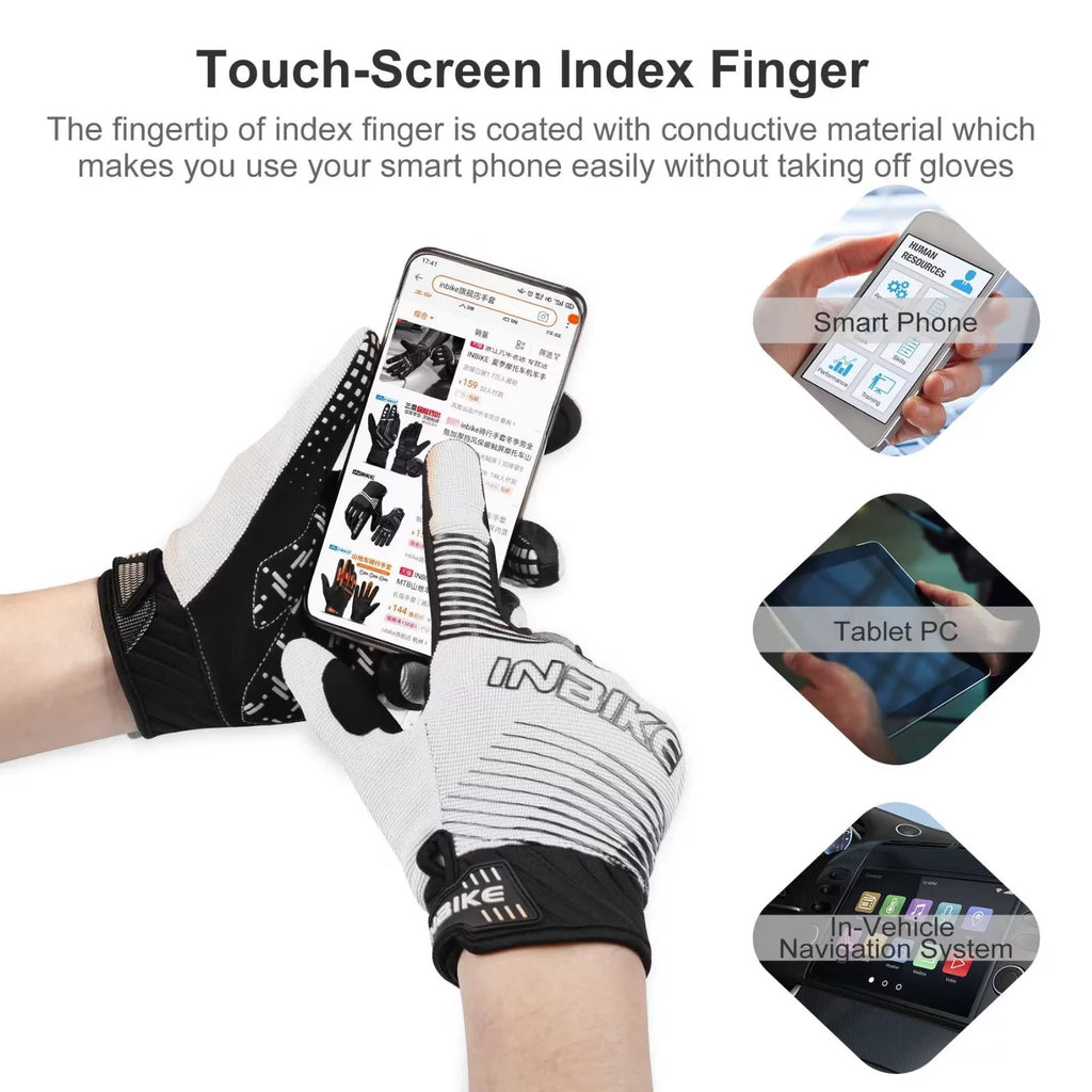 INBIKE Cycling Gloves Road Bike MTB Lightweight Touchscreen Non-Slip Palm Pad J7512