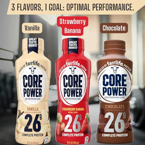 Core Power Fairlife 26g Protein Milk Shakes Chocolate 14 Fl Oz (Pack of 12) with Key Chain D625937