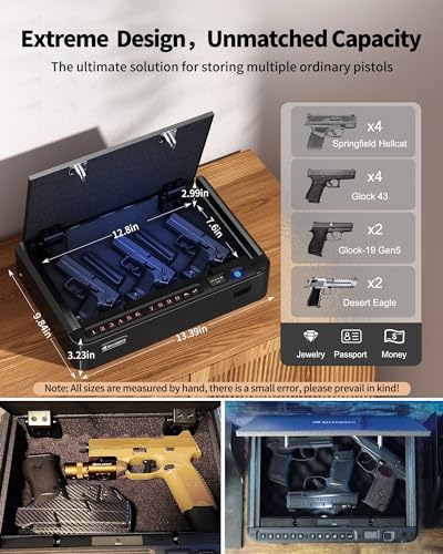 BILLCONCH Biometric Gun Safe for Handgun with Fingerprint Keypad P124