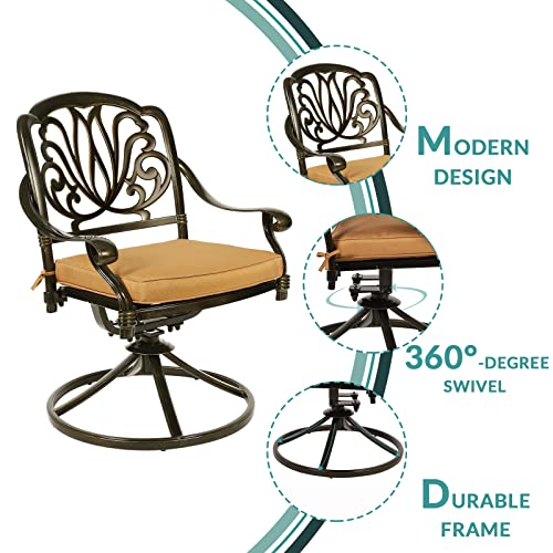 MEETWARM 3-Piece Outdoor Patio Dining Set with Swivel Rocker Chairs and Round Table Q934306