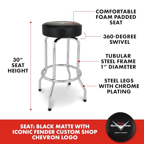 Fender Custom Shop Chevron Logo Swivel Barstool, Black, 24" G160