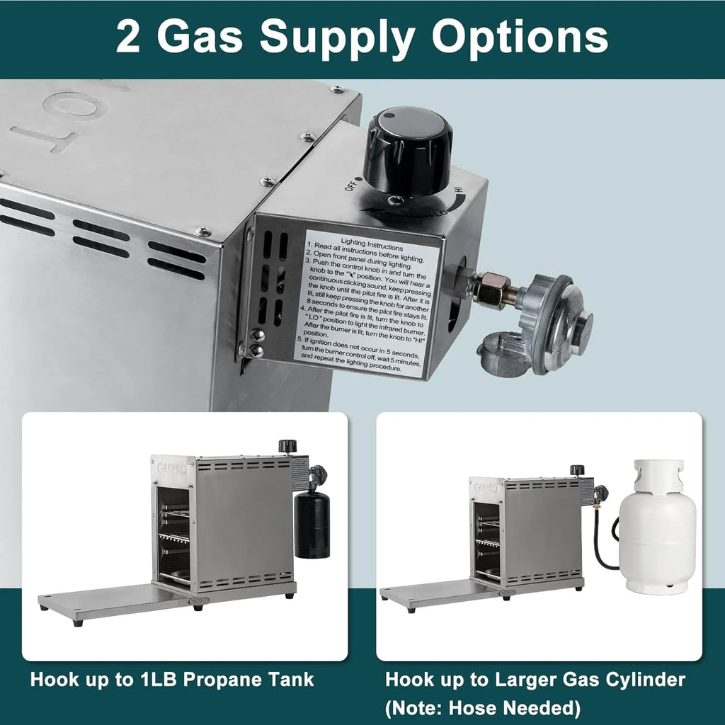 1500℉ Outdoor Propane Gas Grill, Infrared Portable Stainless Steel G128