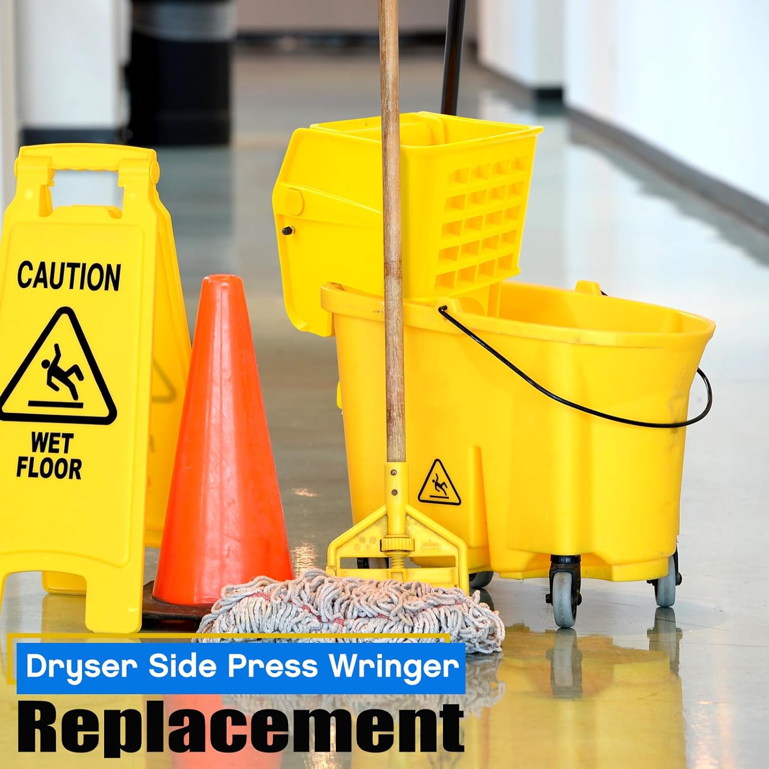 Side Press Mop Wringer Replacement for 26 and 33 Qt Bucket with Mop Head Refill M1041