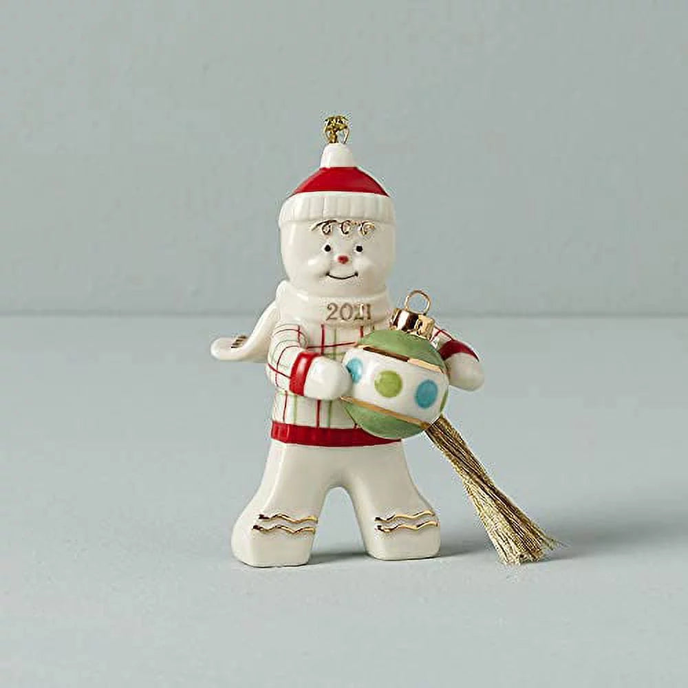 Lenox 2021 Trimming The Tree Gingerbread Ornament, 0.30 LB, Ivory