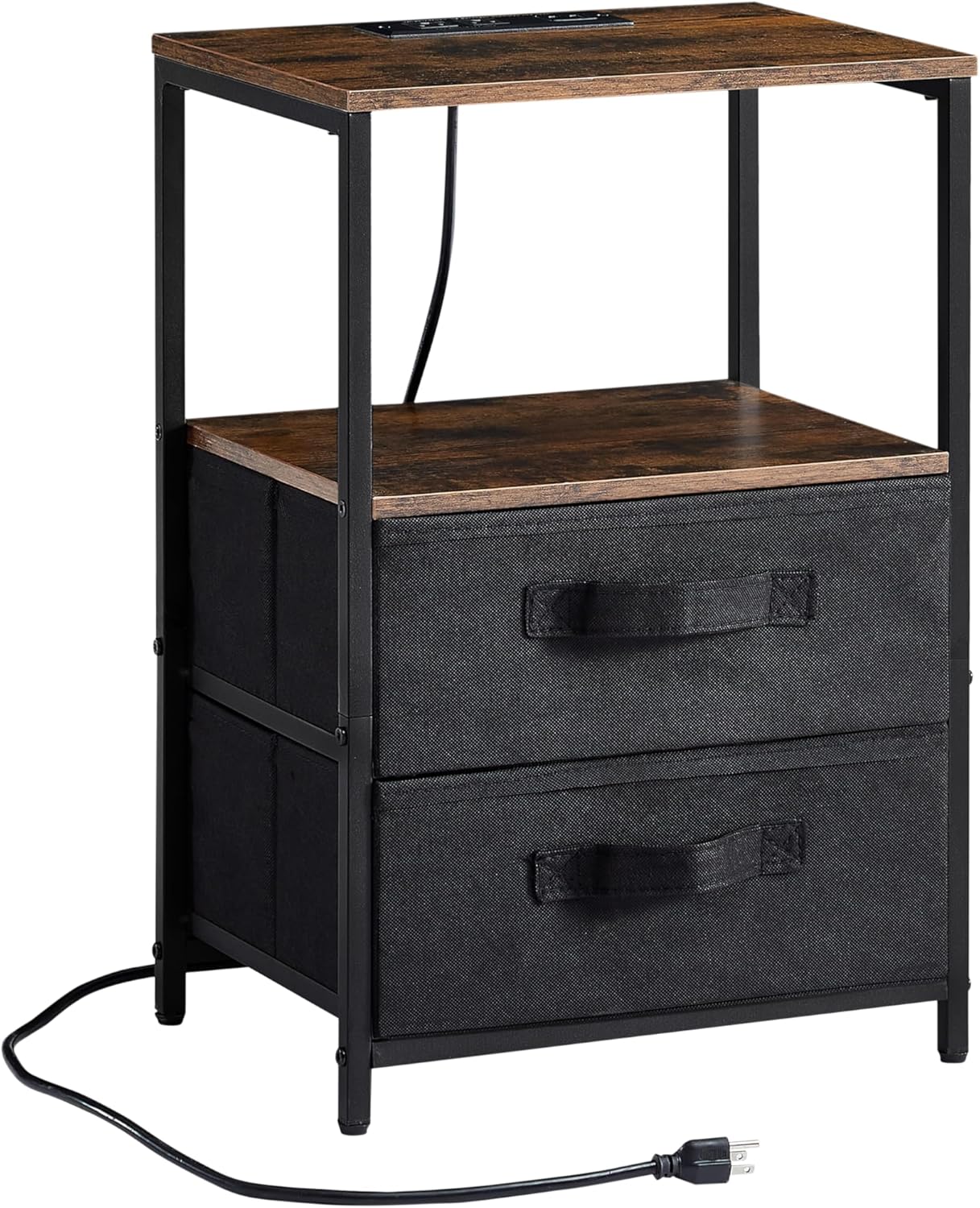 End Table with Charging Station, 2 Drawers & Storage Shelf C60090