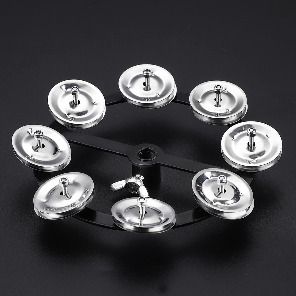 Facmogu 5.5 Inch Mountable Hi-hat Tambourine with 8-pair Steel Jingles, Black E964