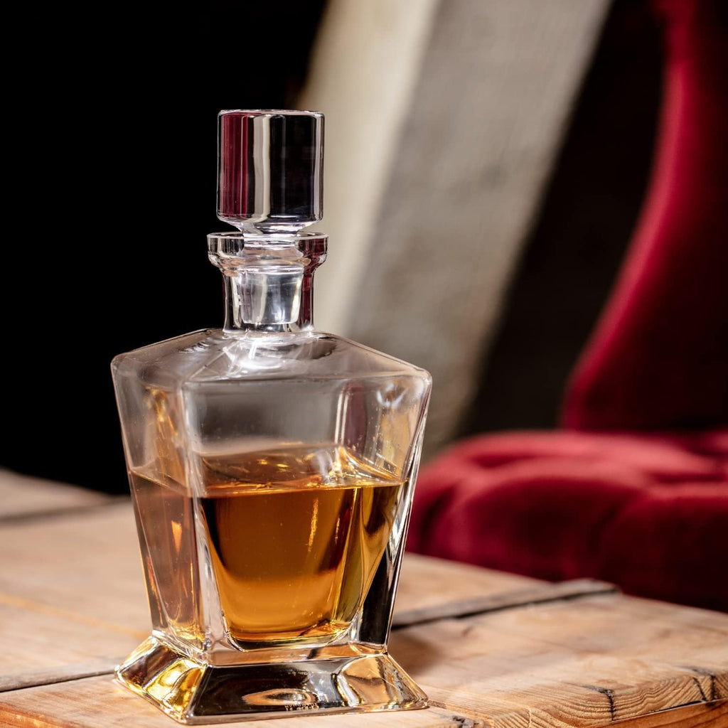 Krosno Whiskey Decanter Carafe with Stopper, 25.4 oz, Caro Collection, Made in Europe Q540043