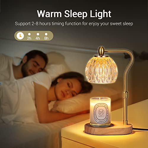 Candle Warmer Lamp with Timer & Dimmer, Height Adjustable, 2 Bulbs, Gold C648761