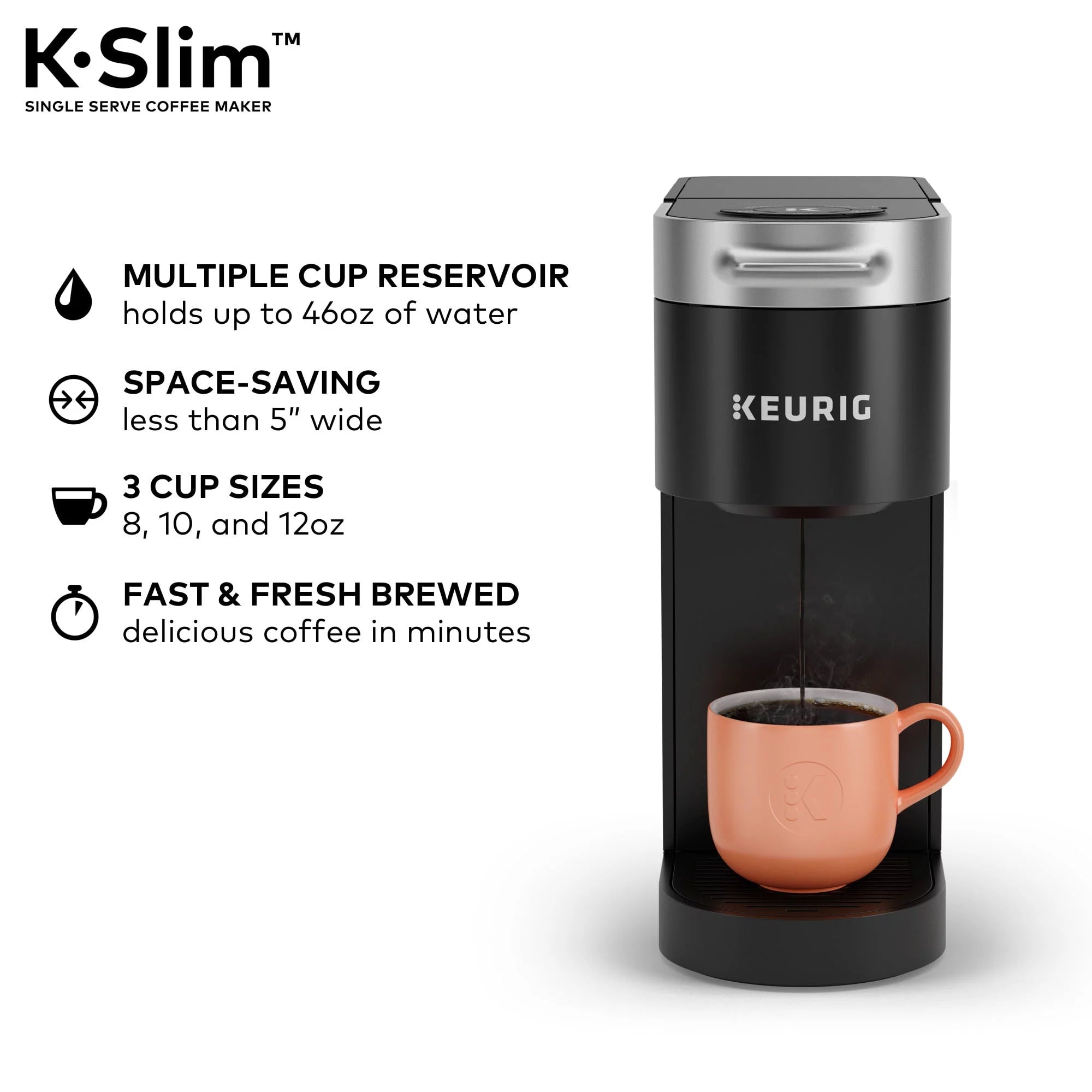 Keurig K-Slim Single Serve K-Cup Pod Coffee Maker, Black J44955