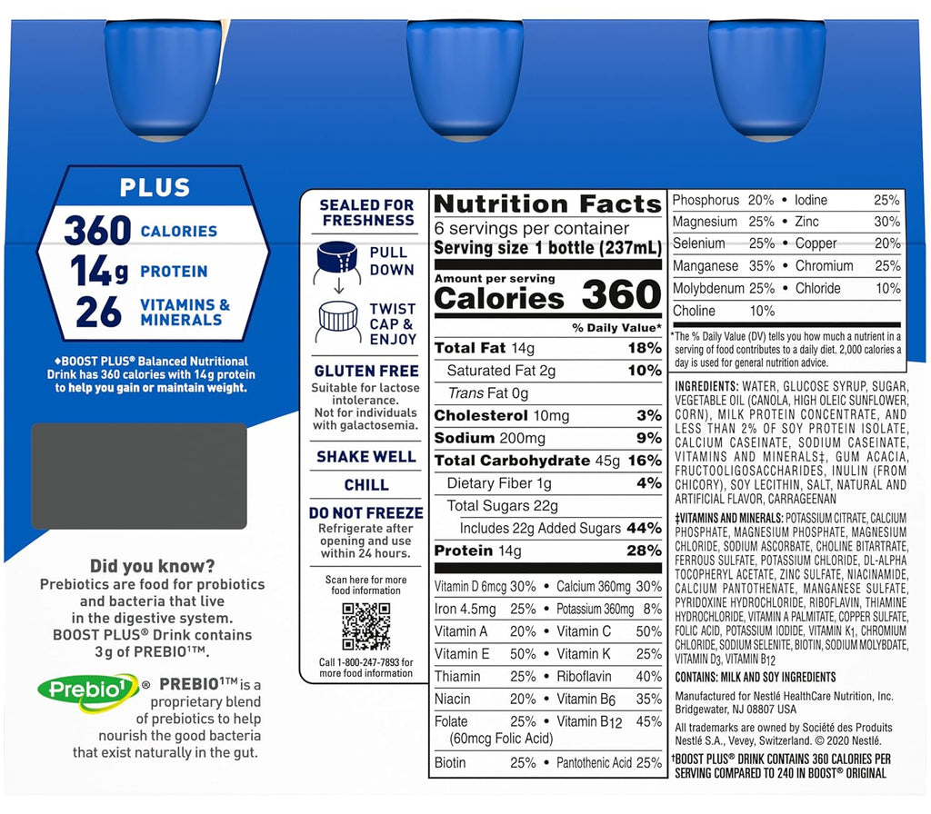 Boost Plus Complete Nutritional Drink Vanilla 8 Fl Oz Pack of 2 B617