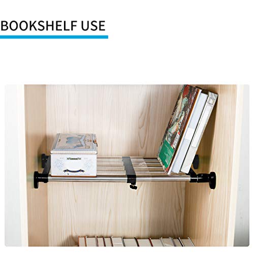 Hershii Expandable Closet Tension Shelf Rod Adjustable Metal Storage Rack, Black A674